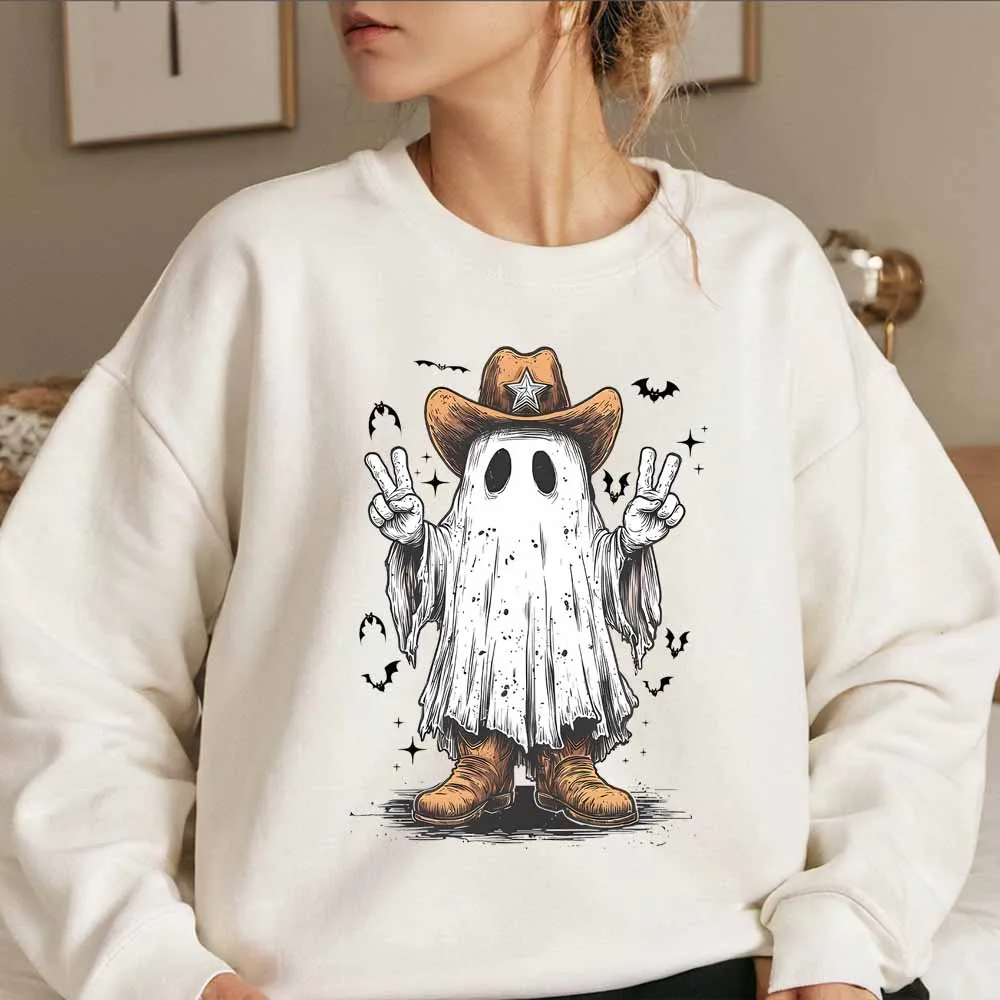 

Толстовка с ковбойским призраком на Хэллоуин, толстовка с капюшоном в стиле вестерн на Хэллоуин, свитер Howdy на Хэллоуин, пуловер с ковбойским призраком Boo, толстовки