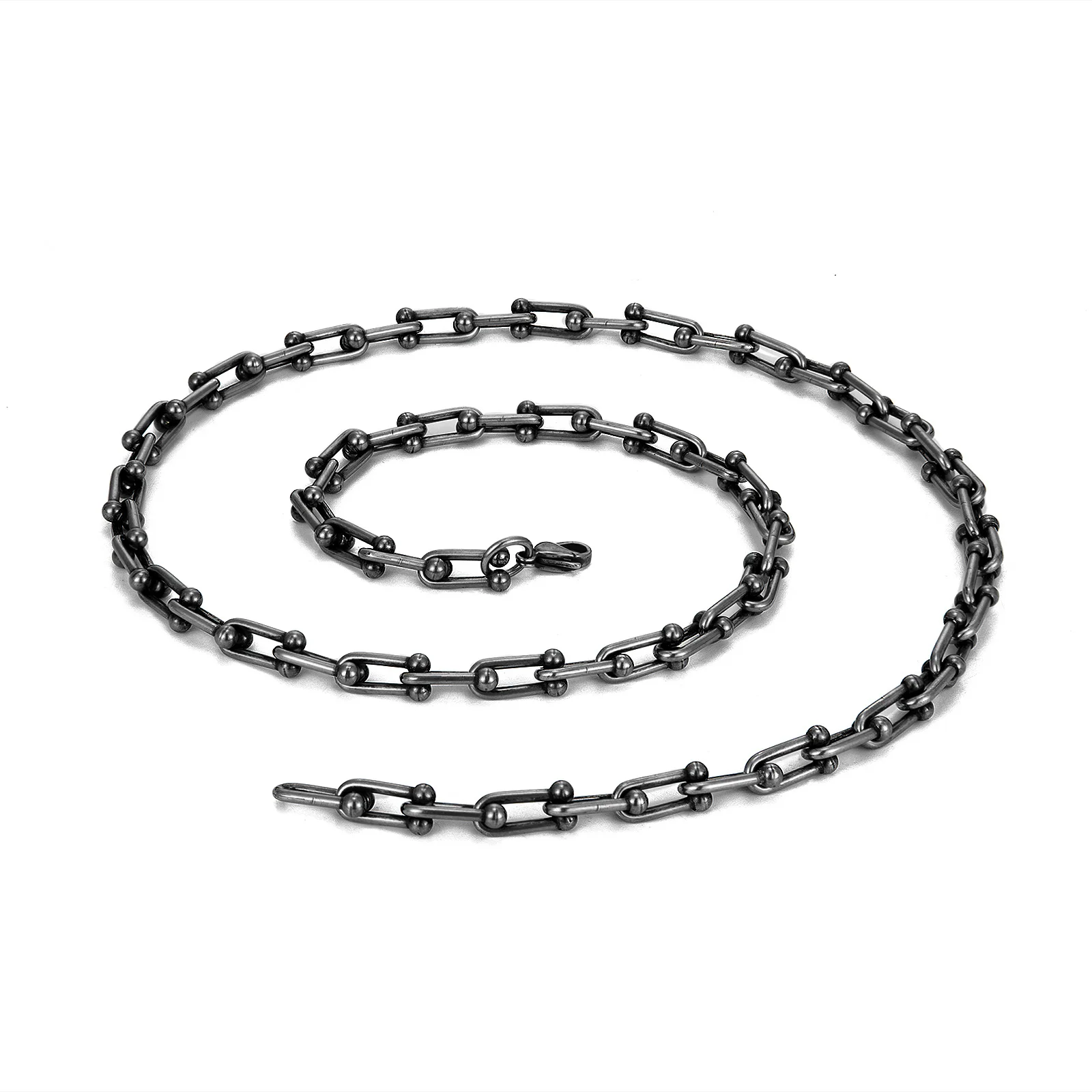 6.7mm Wide Necklace Stainless Steel Cuban Chain Vintage Black Punk Long Men Hip Hop Brushed Matte Silver Male Jewelry Accessorie images - 6