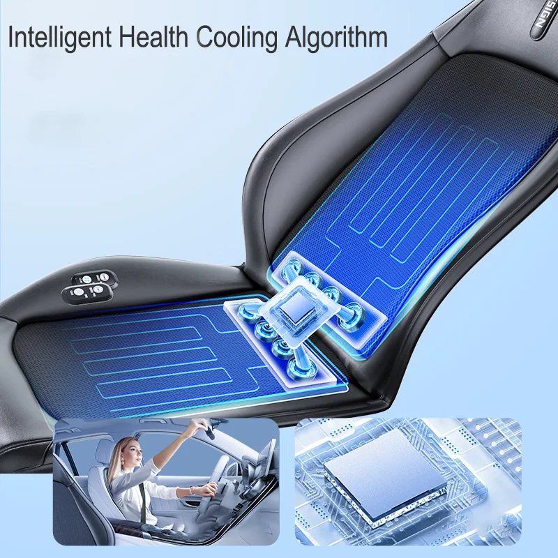 2024New Ventilation Massage Car Seat Cushion Ice Silk Cooling Blow Air Cushion Backrest Car Mounted Summer Ventilated Seat Pads