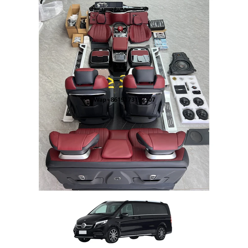 ل Vito Metris 2016-2023 الفاخرة الداخلية البلاستيك ترقية الملحقات لوحة القيادة مسند ذراعين للمقعد وحدة التحكم صندوق الطابق #1