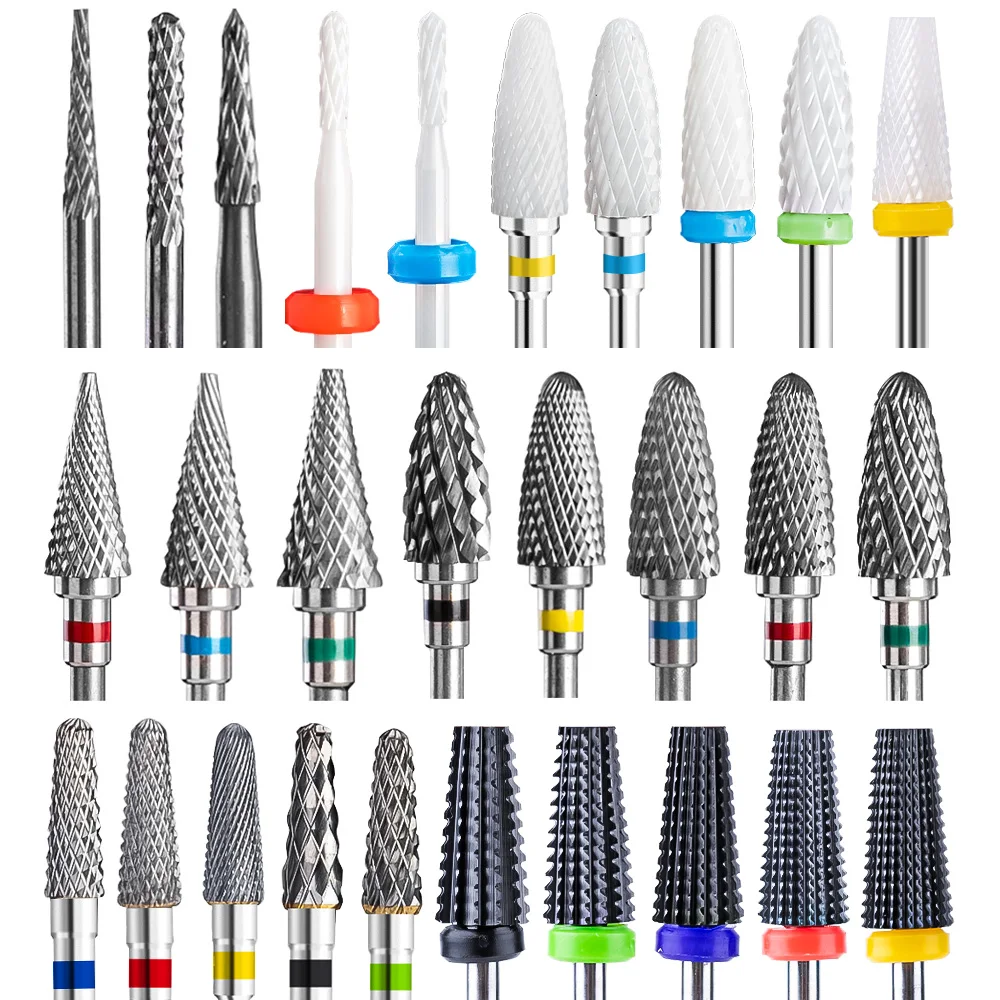 Dmoley Ceramic Tungsten Nail Drill Bit Electric Manicure Drills For Machine Milling Cutter Nail Burr Pedicure Accessories Tools