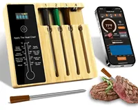 4 Probes 400FT Bluetooth Wireless Meat food thermometer Digital with LCD Display for Grill Oven Kitchen, Smoker & Rotisserie