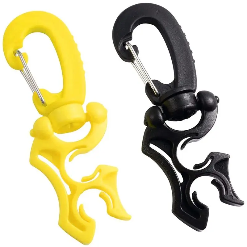 ABVH-2 Packs Scuba Hose Clip Scuba Diving Hose Holder Clip, Double BCD Dive Hose Holder With Snap Hook Buckle