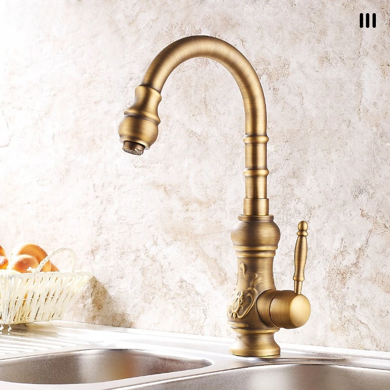 retro-copper-body-kitchen-faucet-home-balcony-vegetable-washing-basin-sink-antique-style-hot-and-cold-adjustable-faucet