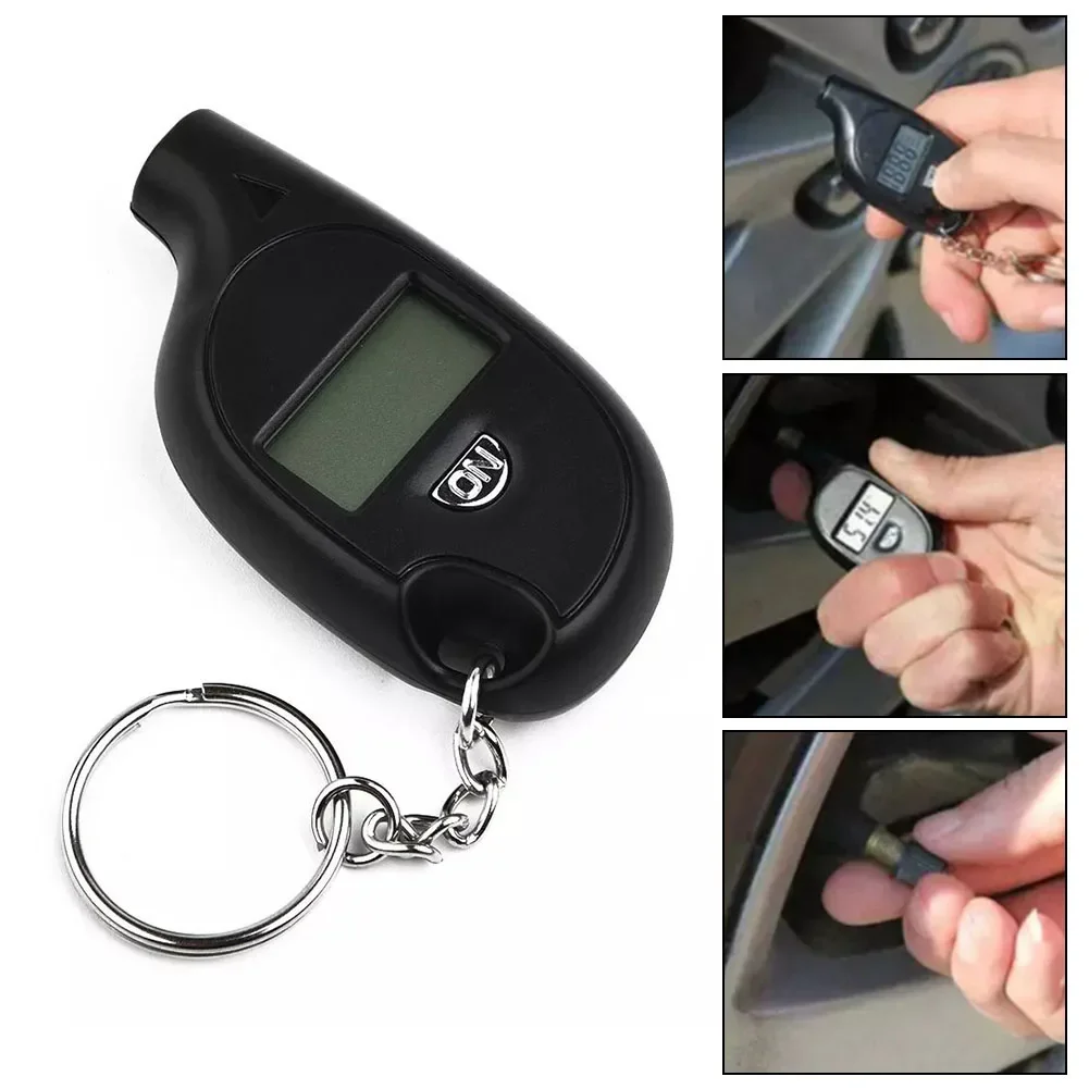 Mini Keychain Style Tire Gauge Digital Lcd Display Tester Tire Motorcycle Tire Auto Air Safety Car Alarm Car Tool Meter Pre D2E0