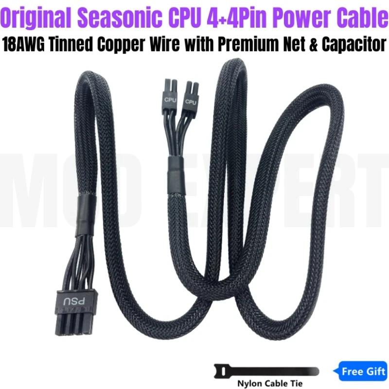 Kabel Daya CPU Seasonic EPS 8Pin Ke 8Pin (4 + 4Pin) Dijalin untuk X Seri X-1050XM2,, KM3, KM3, KM3 PSU