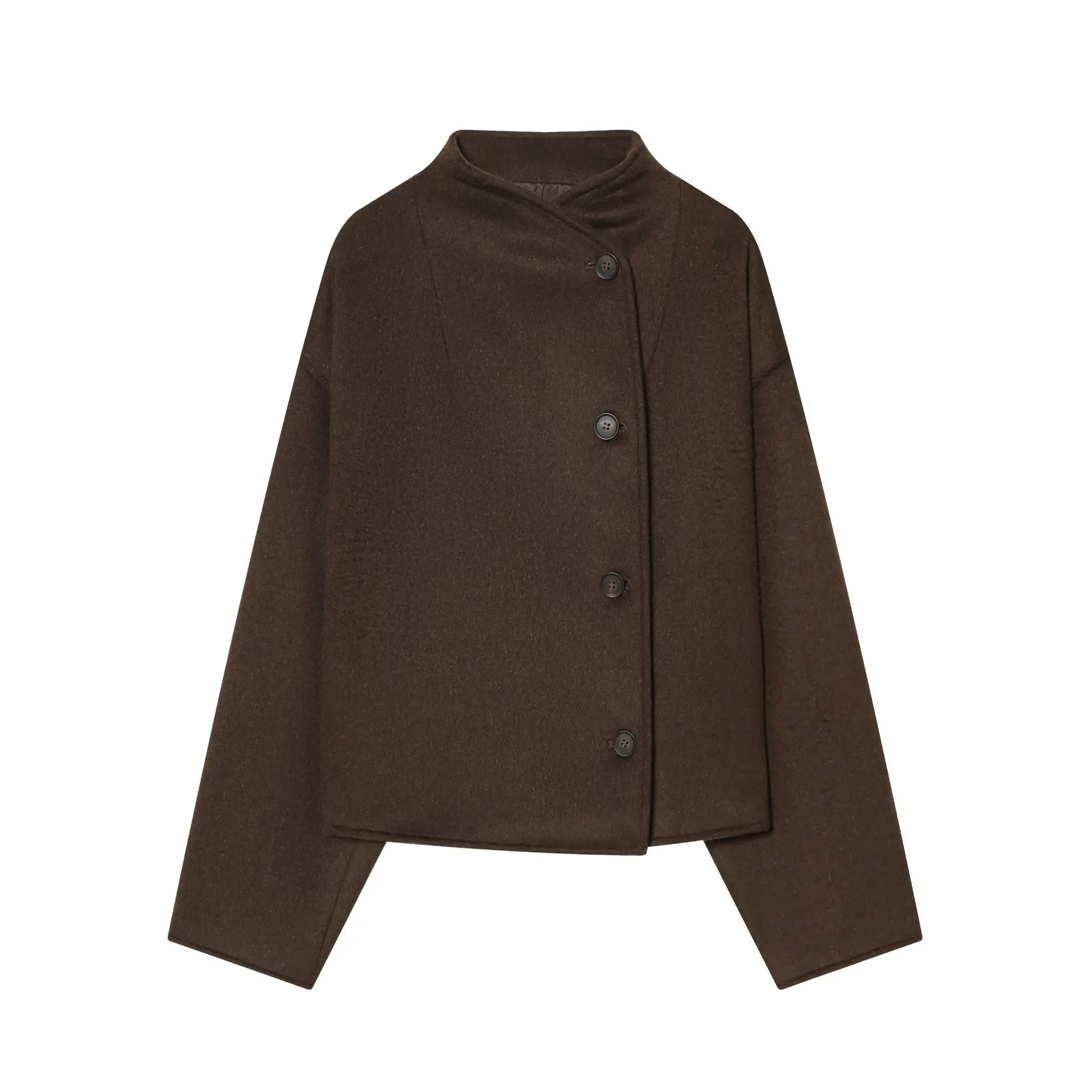 

2025 winter new women's European and American style fashionable long-sleeved versatile double-breasted soft jacket