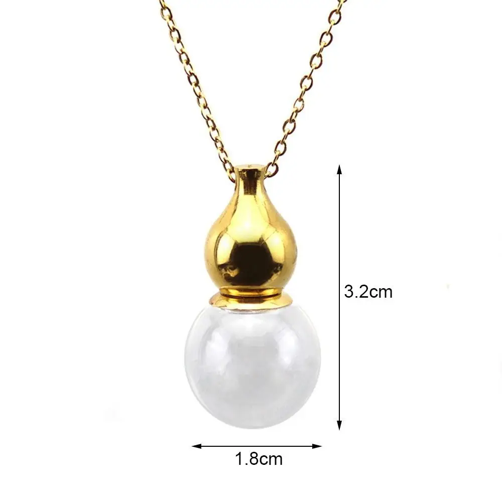 Gold Silver Gourd Glass Vial Necklace Keepsake Aromatherapy Wishing Bottle Pendant Essential Oil Diffuser Memorial Jewellery