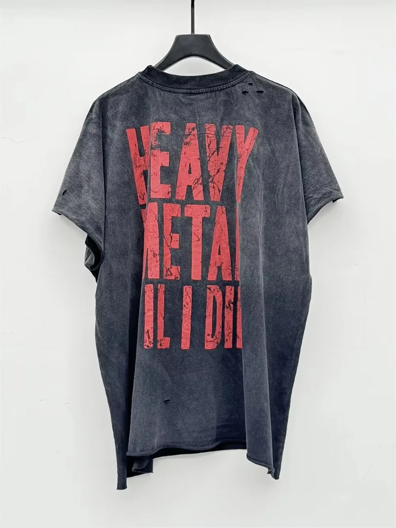 نوعية جيدة سانت ميتال هو صوت روحي أزياء تي شيرت الرجال القديس النساء غسلها المحملة خمر تي شيرت