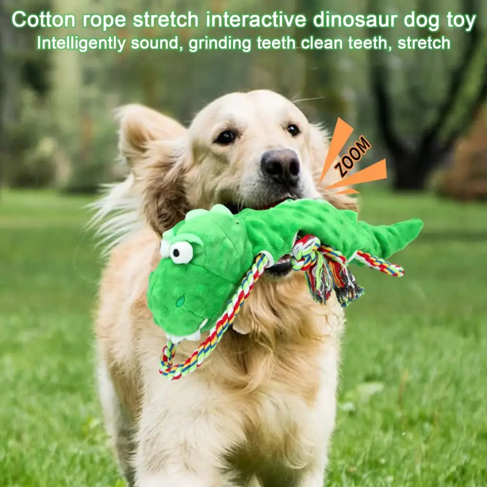 Dog Toy Puppy Teething Toy Dinosaur Shape Dog Squeaky Toy Plush Chew For Dogs Soft Teething For Pet Supplies Durable For Play