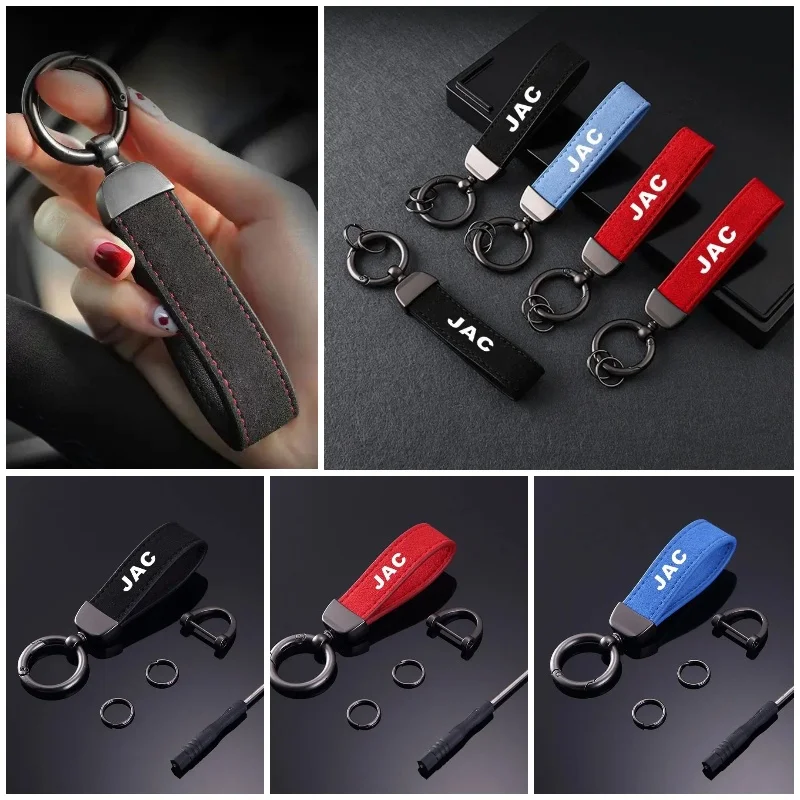Car Keychain Key Ring Leather Stylish Fob Pendant Anti-Lost Auto Inner Decor For JAC JS4 JS6 J7 JS8 Pro E30X RF8 J3 J5 S2