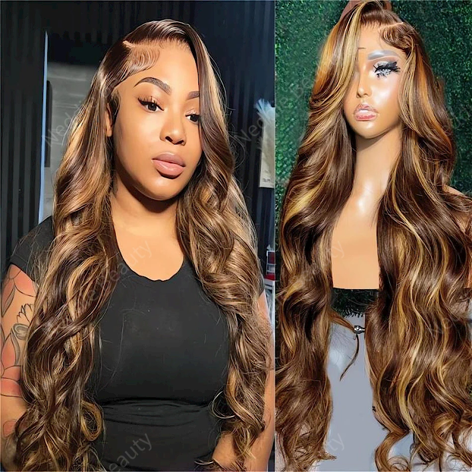 

30 40 Inch Lace Frontal Wig Highlight Body Wave 13x6 Brazilian HD Transparent Human Hair For Women Cheap Wigs On Sale Clearance