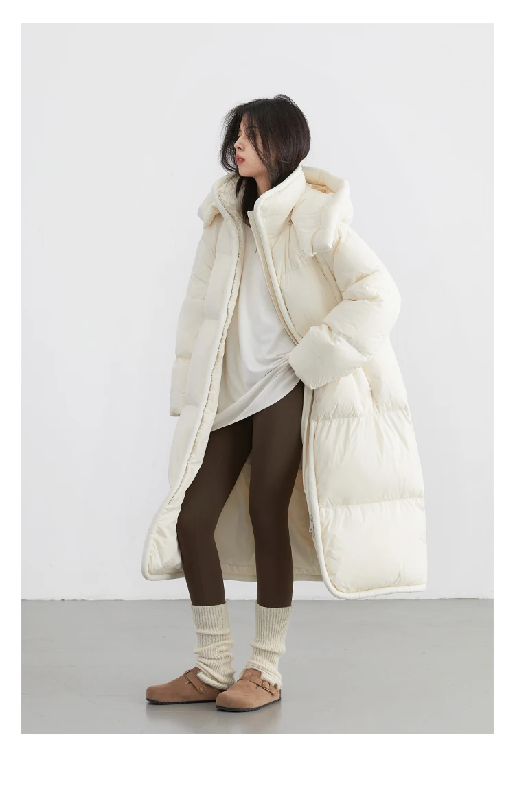 CHIC VEN Women Long Down Coats Hooked Loose New Solid Woman Down Jacket Thick Soft Warm Female Overcoat Autumn Winter 2025