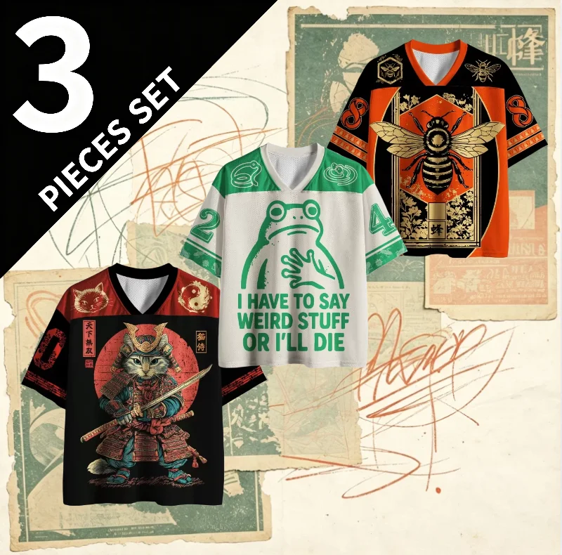 New Summer V-neck Japanese Trendy T-shirt for Outdoor Sports, Loose and Casual, Quick Drying, Breathable 3D Printed Family Wear