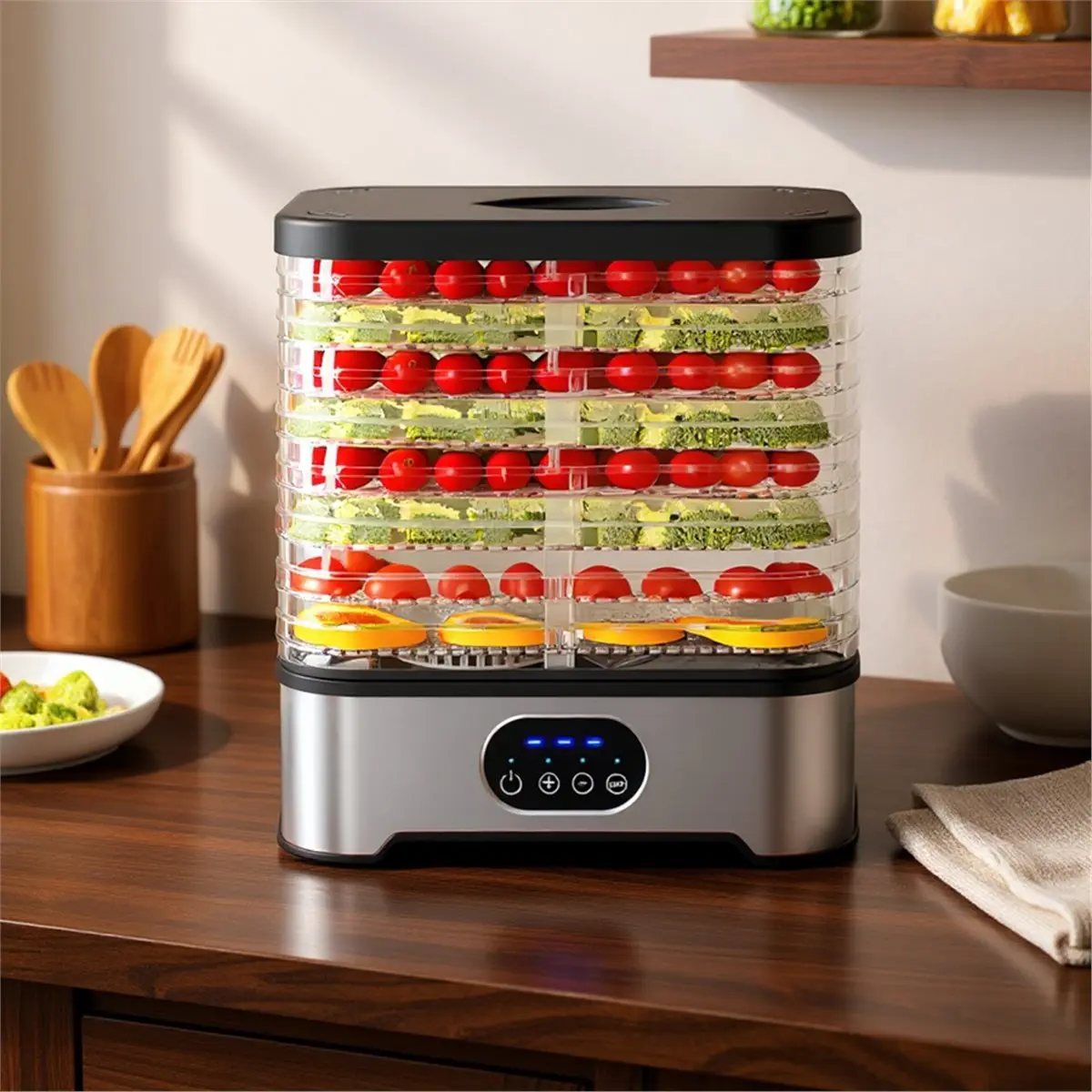 

(AT52) 8-Tier Electric Household Dryer Temperature Control Smart Food Dryer Intelligent Food Dehydrator for Meat Fruit US