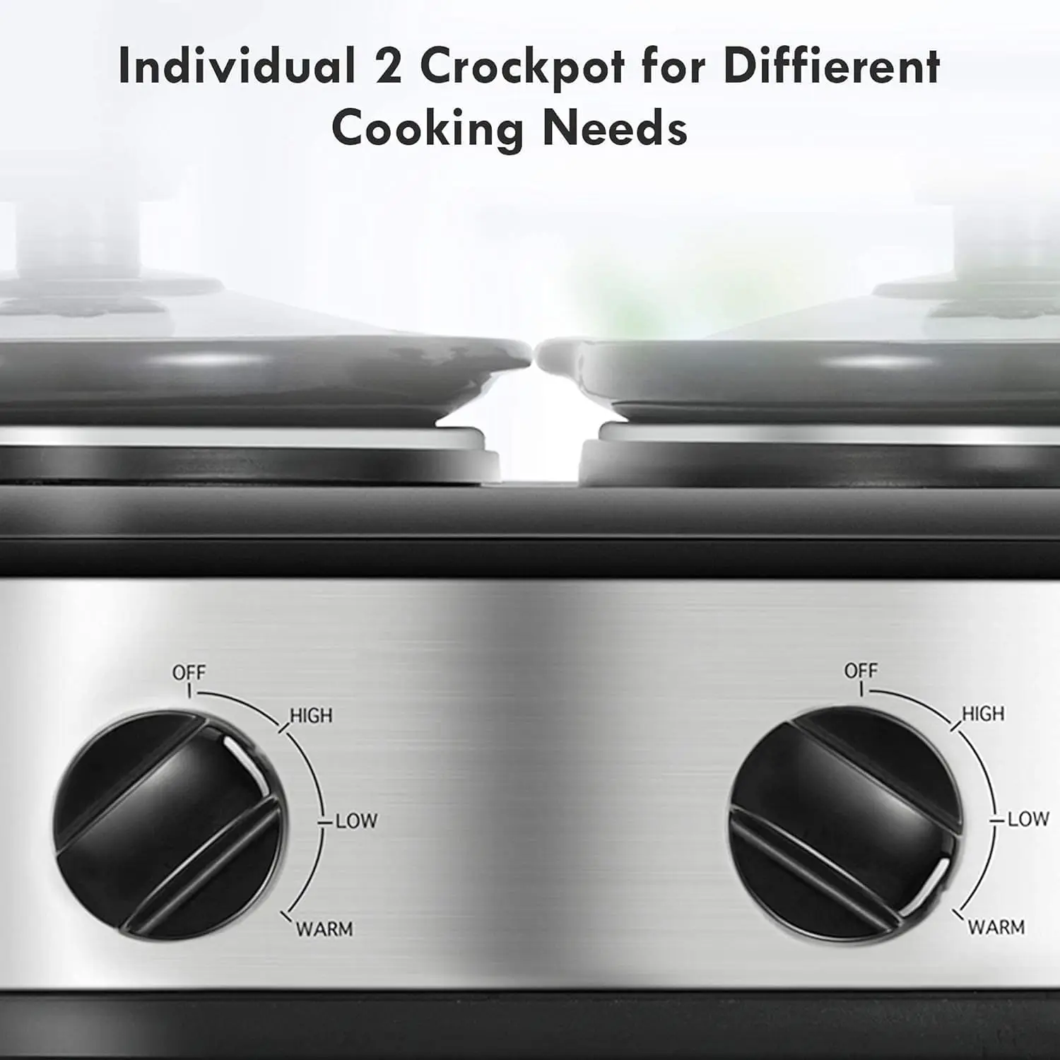 Dual Ceramic Slow Cooker Set 2 x 1.25qt Capacity Dishwasher Safe with 3 Cooking Modes Warm Function & Buffet Serving Feature