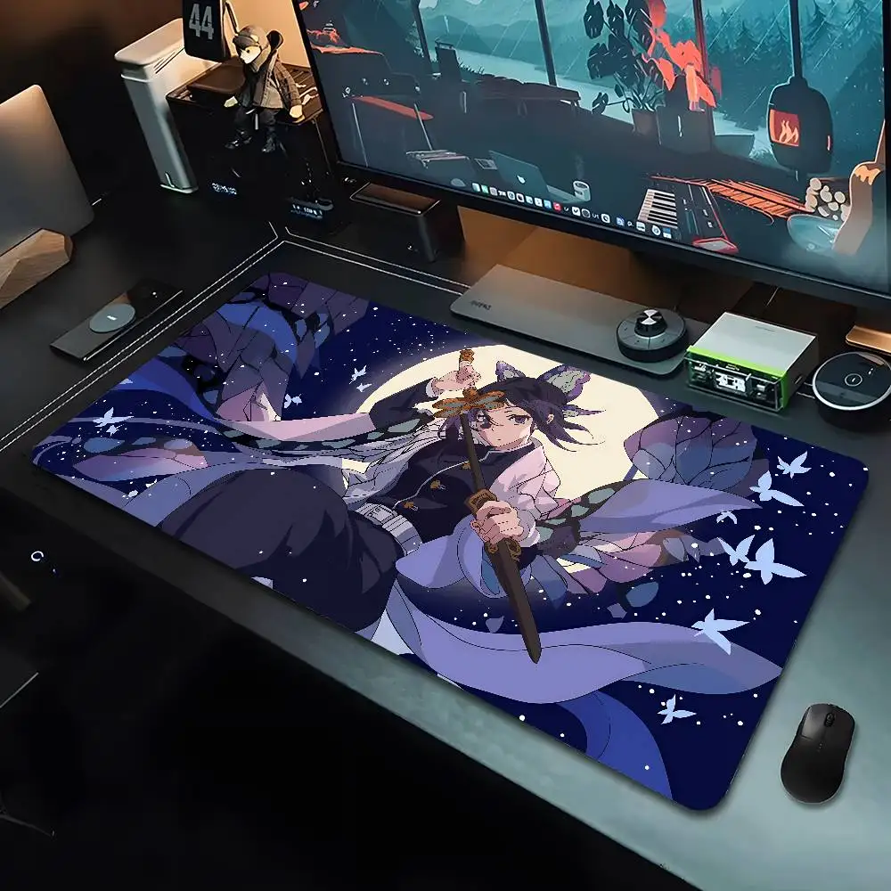 Mouse Pad XXL PC Purple Flower D-demon Slayer Desk Mat New Kochou Shinobu Mousepad Laptop Anime Girl Gamer Cabinet Keyboard Rug