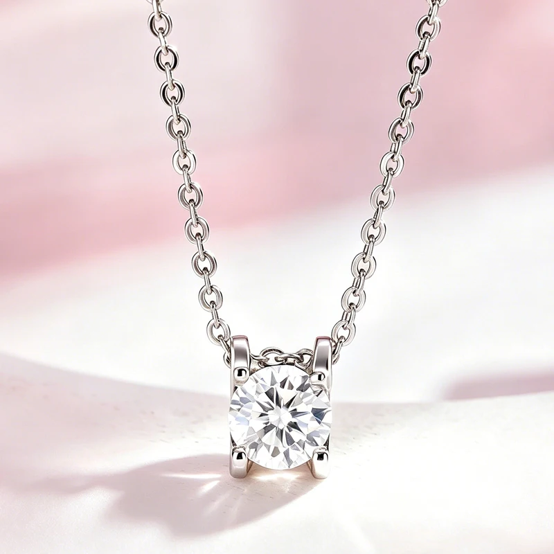 Moissanit-Halskette 0,5ct 1ct 2ct Modischer Anhänger aus S925 Silber mit GRA-Zertifikat, Perfekt als Hochzeits- oder Partygeschenk für Frauen – Detail 5
