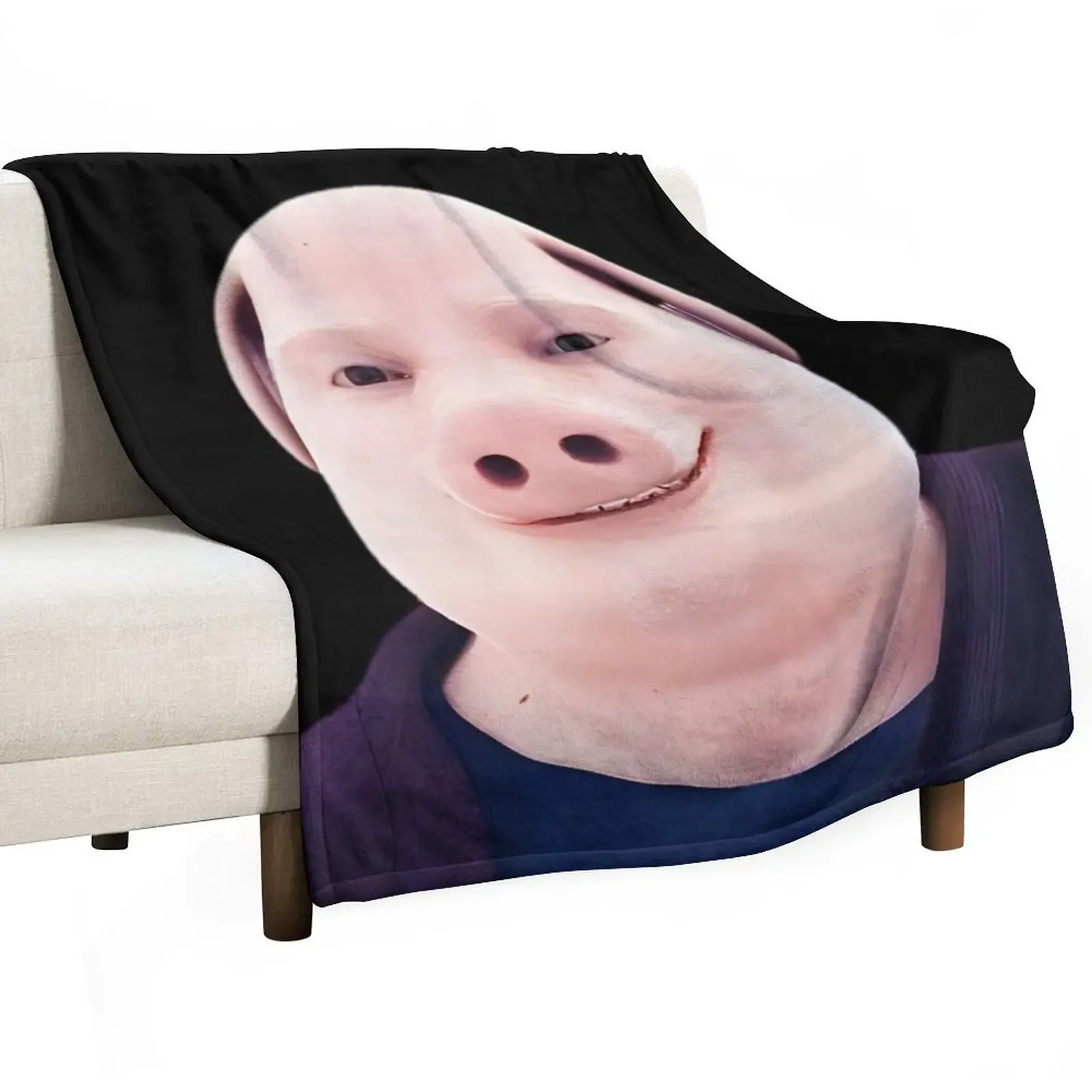 John Pork Smiling Throw Blanket For  cosplay anime Sofas Blankets