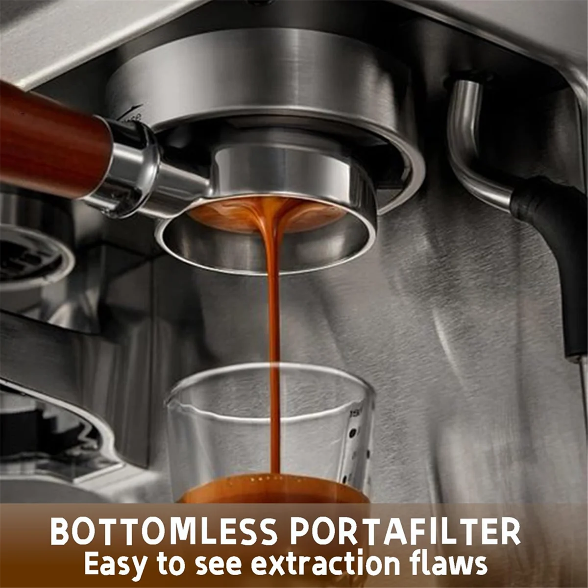 فلتر القهوة بدون قاع مقاس 54 مم - سلة فلتر Portafilter بدون قاع مع شاشة عفريت مقاس 54 مم لآلة القهوة - T33C #4