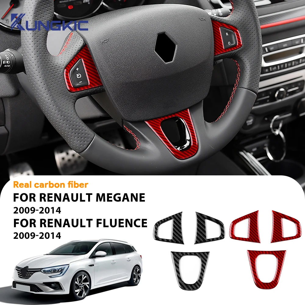 

For Renault Fluence Megane RS 2009 2010 2011 2012 2013 2014 2015 LHD RHD Car Steering Wheel Trim Real Soft Carbon Fiber Sticker