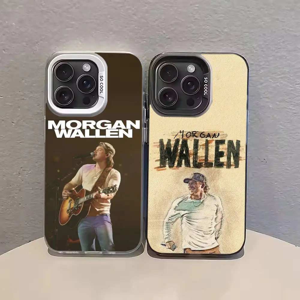 

M-Morgan Wallen Phone Case Color Silver Shell For IPhone 17 16 15 14 13 12 11 Pro Max Plus