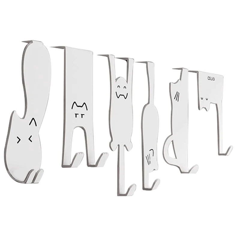 

Kitchen Cupboard Door Wall Hanger Storage Clothes Hat Key Artifact Behind The Door Punching-Free 6PCS