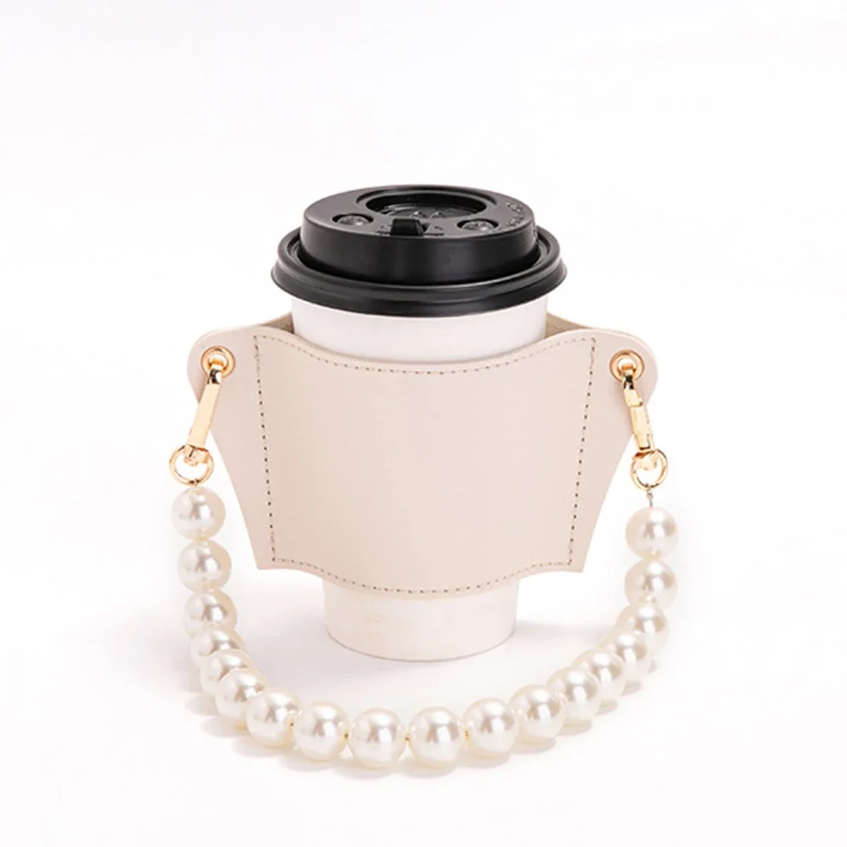 1pc Cup Protective Cover With Chain Handle For Milk Tea Coffee Cup Anti Scald Cup Holder Cup Accessorie