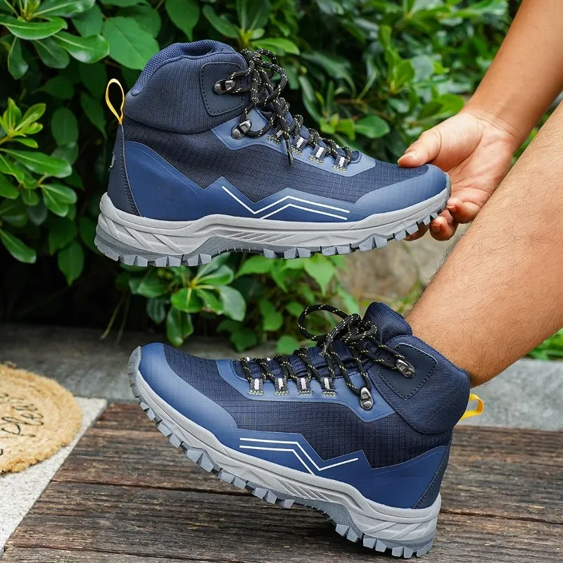 

Men Casual Sports Shoes Outdoor Anti-slip Shock-absorbing Lace-up High-top Boots Women Breathable Thick-soled Hiking Shoes Men
