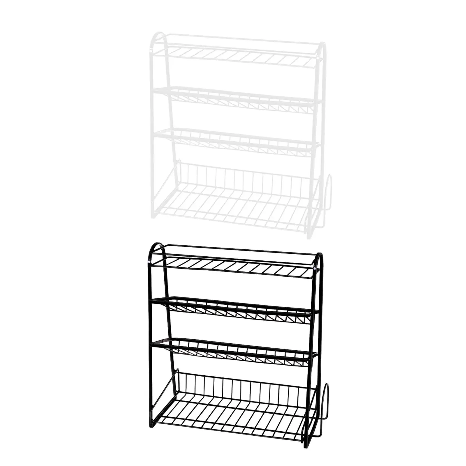 4 Tier Spice Rack Iron Multipurpose Seasoning Organizer Cabinet Storage Shelves for Countertop Kitchen Bathroom Pantry Cabinet