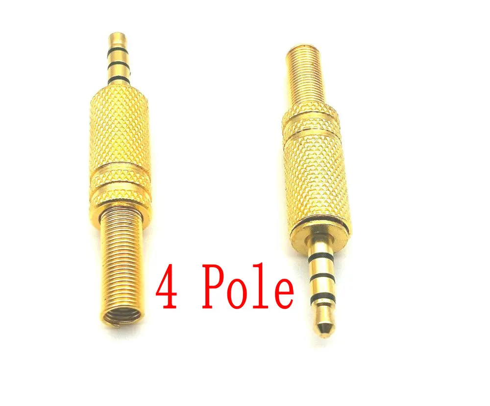 10pcs Gold plate 3.5mm mono stereo 4 Pole Jack Plug Audio connector adapter