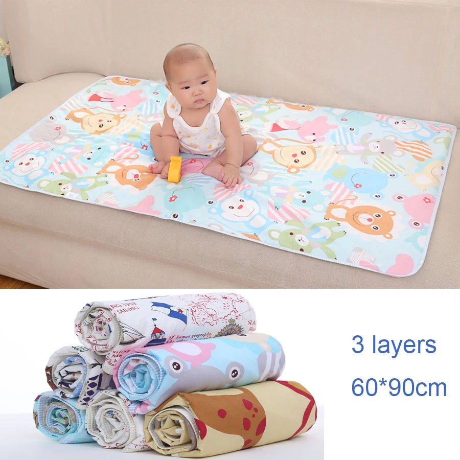 110*158CM Baby Changing Mat Cartoon Cotton Waterproof Baby Sheet Changing Pad Table Diapers Urinal Game Play Cover Pet Mattress