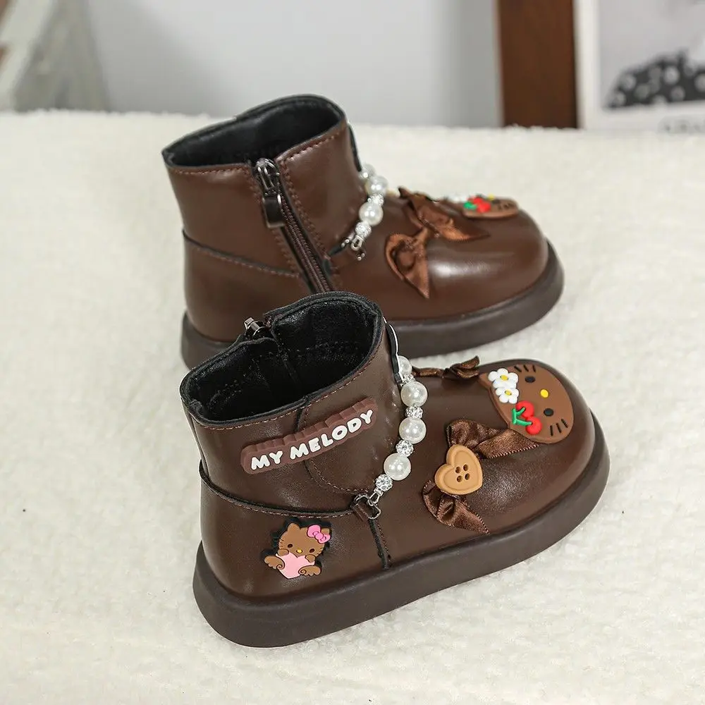 مرحبا كيتي سانريو الطفل فروي النعال الفتيات الفراء أحذية الأسنان الشتاء فتاة أحذية رياضية الرضع أحذية أطفال طفل الأطفال الأطفال