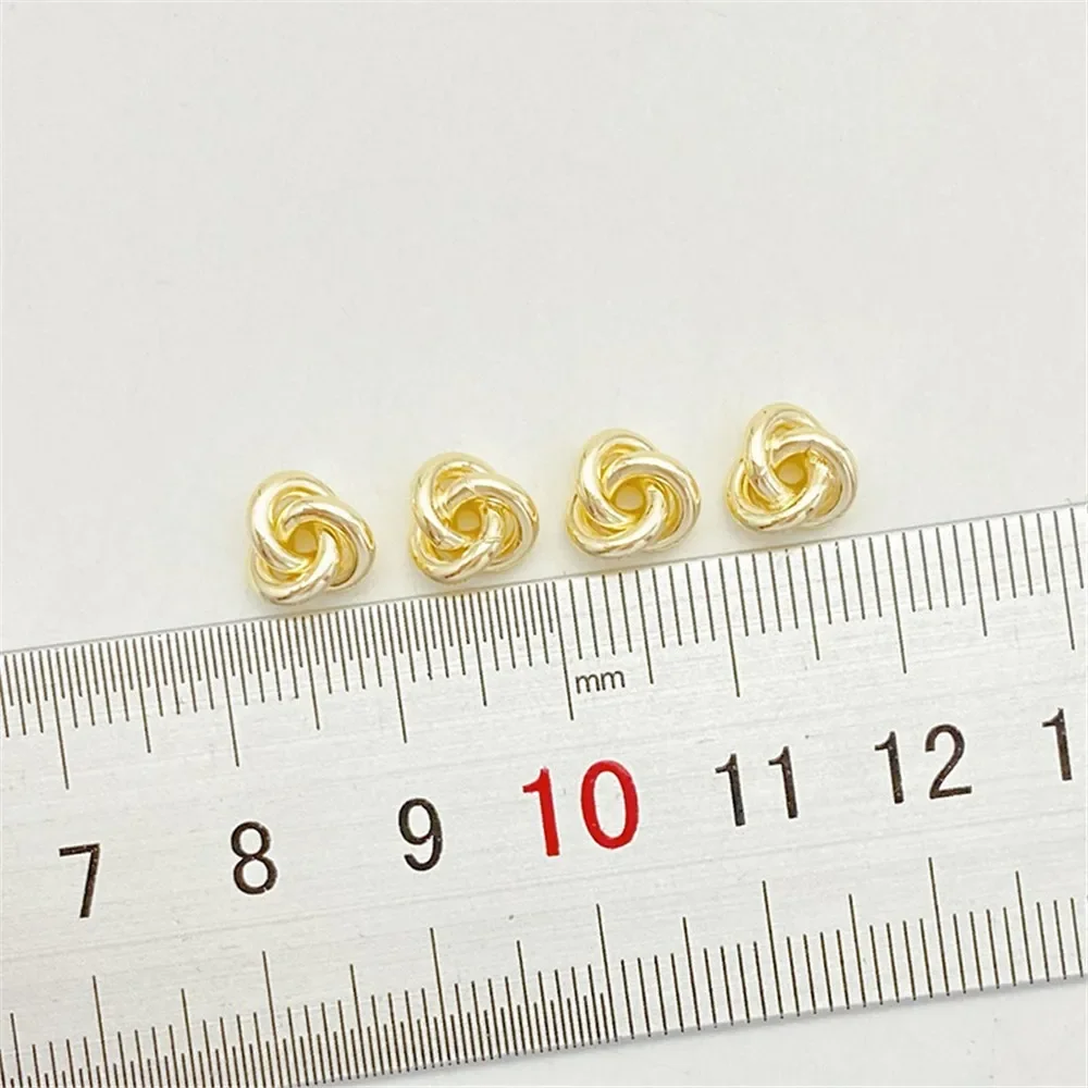 

14K Gold-wrapped Twist Ring Wool Spherical Bead Spacer Loose Beads Handmade DIY Beaded Bracelet Necklace Material Accessories