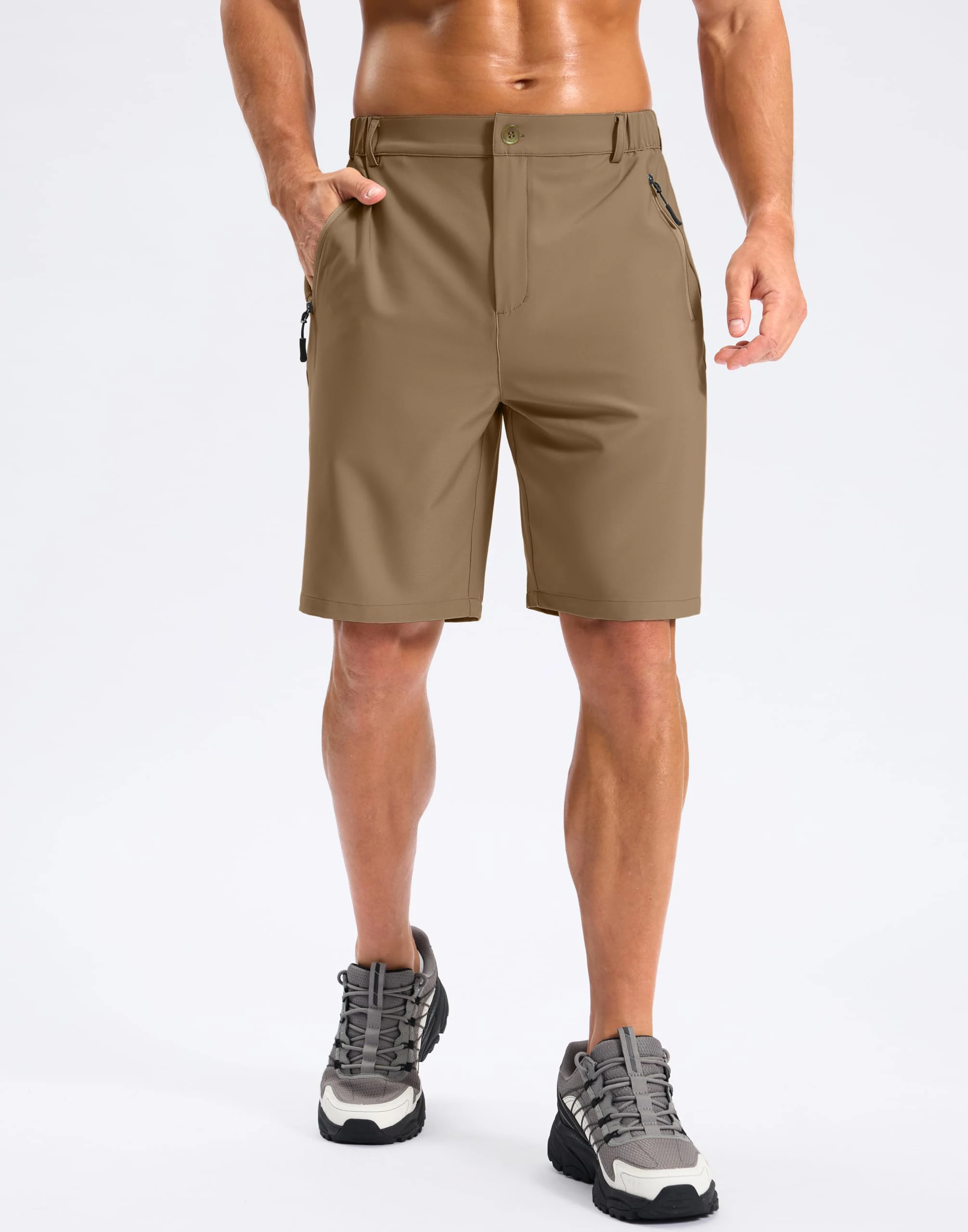 Men's Casual Shorts: Lightweight Activewear for Golf and Fishing, 3 Zippered Pockets, Quick-Dry, Breathable, Elastic Waistband