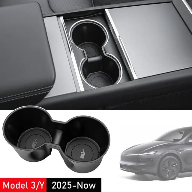 USVOTOV Uchwyt na kubek na wodę do Tesla Model Y Juniper Model 3 2025 Akcesoria Organizer do konsoli środkowej Wkładka do przechowywania Podkładka