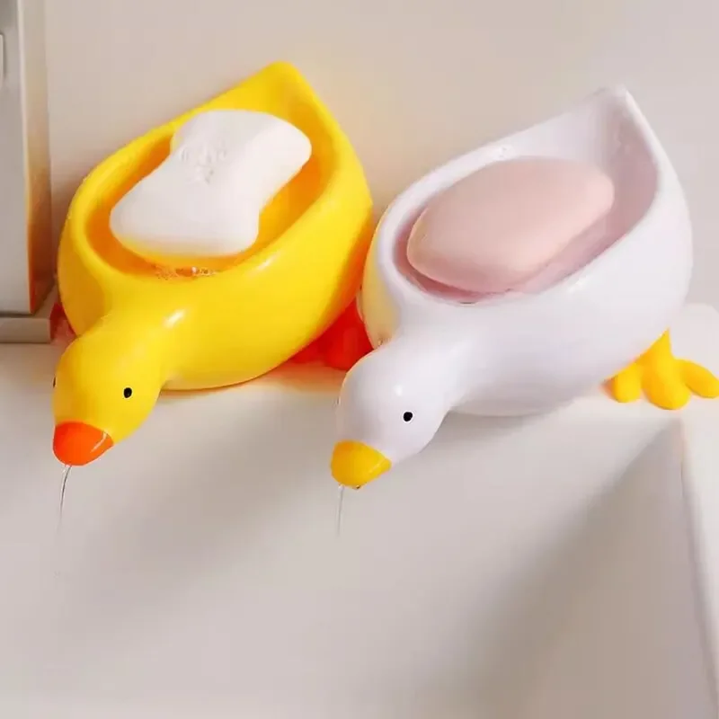 

Soap Tray Self-draining Soap Rack Cute Duck-shaped Creative Rack for Shower Bathroom Kitchen Tub Sink Tray Bracket Bathroom