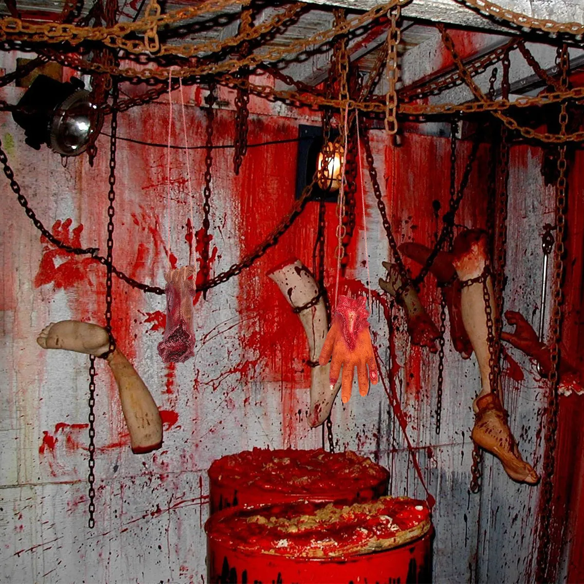 

3Pcs Realistic Broken Hand Hanging Decor for Halloween Horror Decoration Haunted House Scene Organ Hanging Party Scary Props