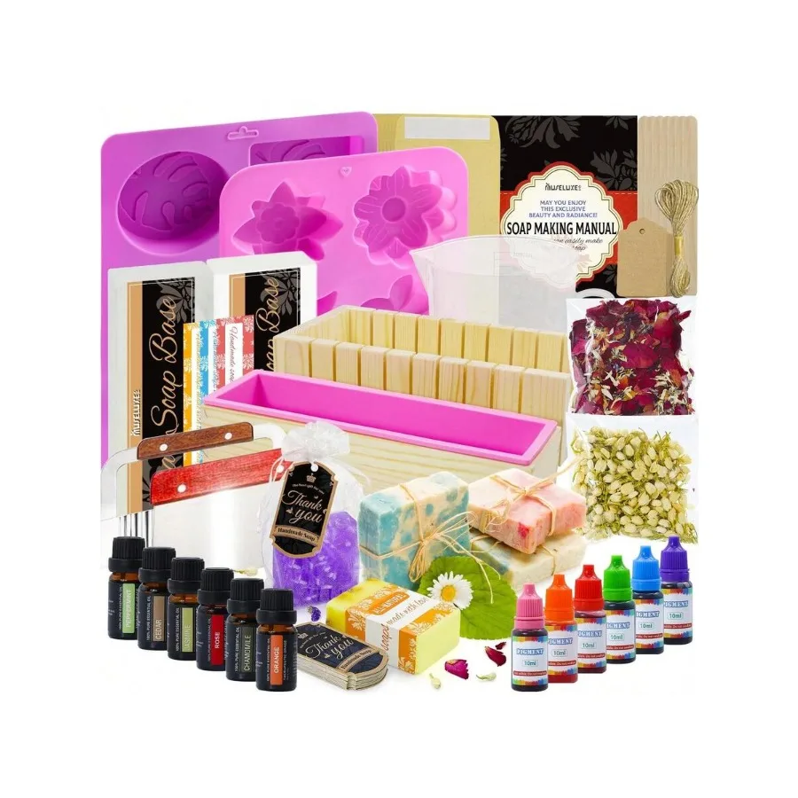 

Набор для изготовления мыла для взрослых - Принадлежности для мыловарения с мыльной основой для литья, формами для мыла, коробкой для резки и силиконовыми формами.