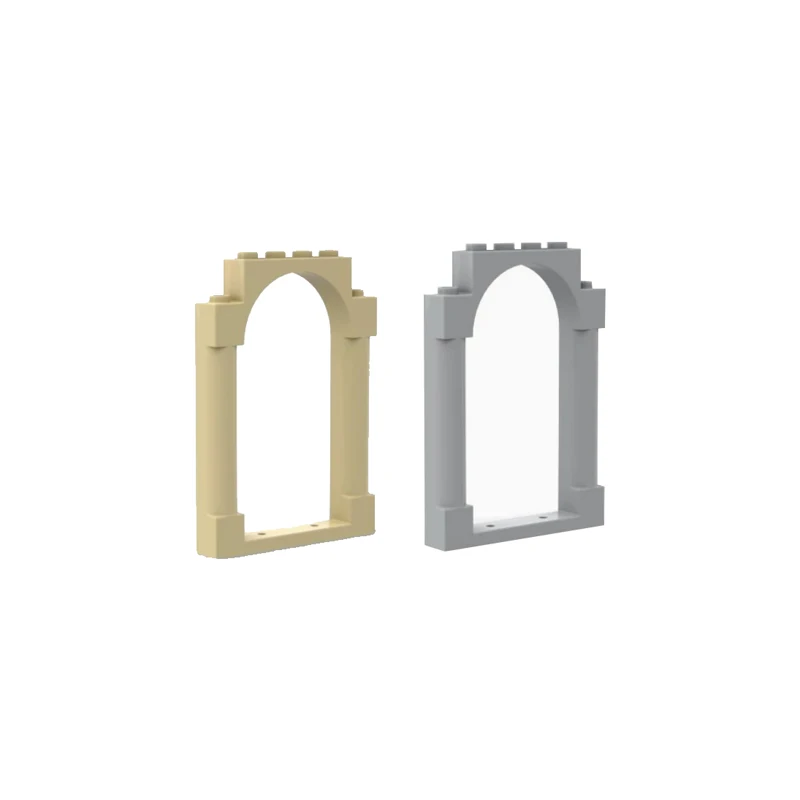 Image of 6 Stück MOC-kompatible Bausteine 40066, 1x6x7 gebogene Bogenwandplatte, Tür und Fenster, DIY-Kinderspielzeug