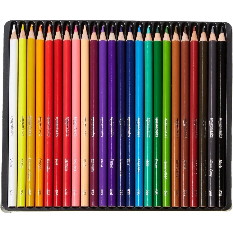 أقلام رصاص ملونة للتلوين والرسم، ممتازة، ناعمة، مستلزمات العودة إلى المدرسة، 24 قطعة (عبوة من 1)، متعددة الألوان