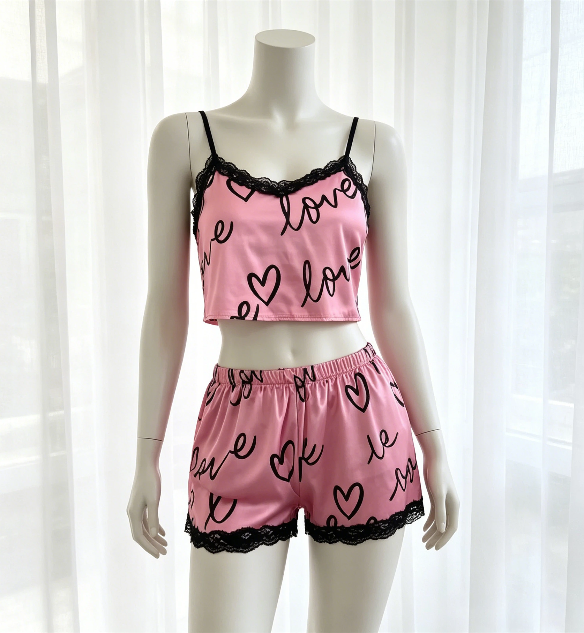 Summer Women's Thin Pajama Shorts Suit Homewear Print Underwear Pijama Sexy Lingerie Camisoles Tanks Nighty Ladies Sleepwear