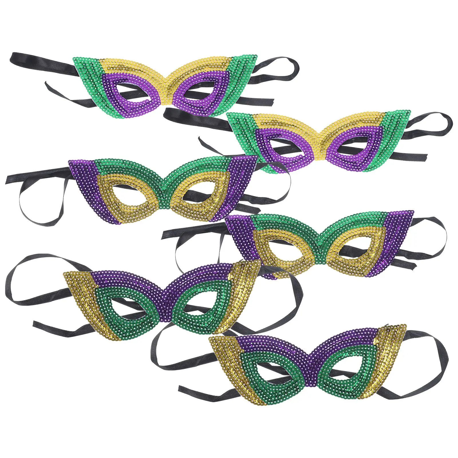

6Pcs Sequin Women Masquerade Party Carnival Costume Mardi Gras Ball Halloween Masquerade Mask For Party Fancy Dress Props
