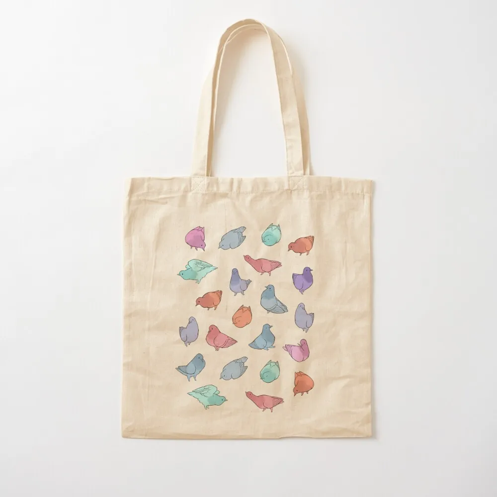 

Pigeons Poofs in Multicolor Tote Bag hand bags personalized tote Canvas Tote Bag