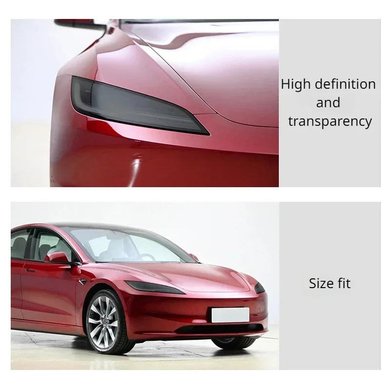 Scheinwerferschutzfolie für 2024, Tesla New Model 3, Highland TPU, transparent, geräuchert, schwarz, Scheinwerferfolie, Dekor, Autozubehör