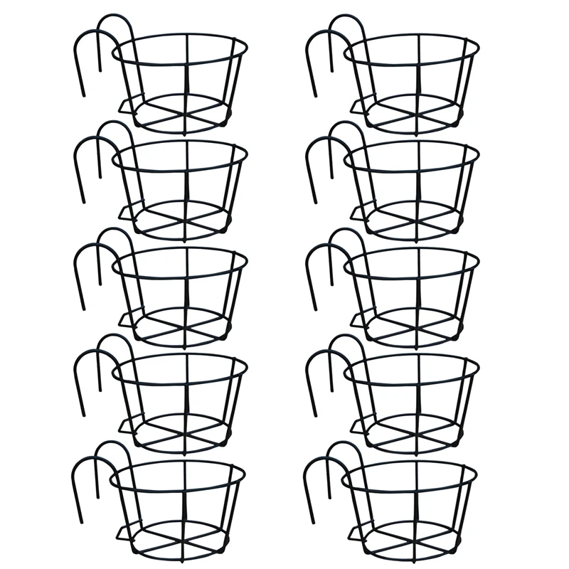 

10Pcs Balcony Flower Rack Hanging Iron Wire Rack Flower Pot Holder Plant Stands