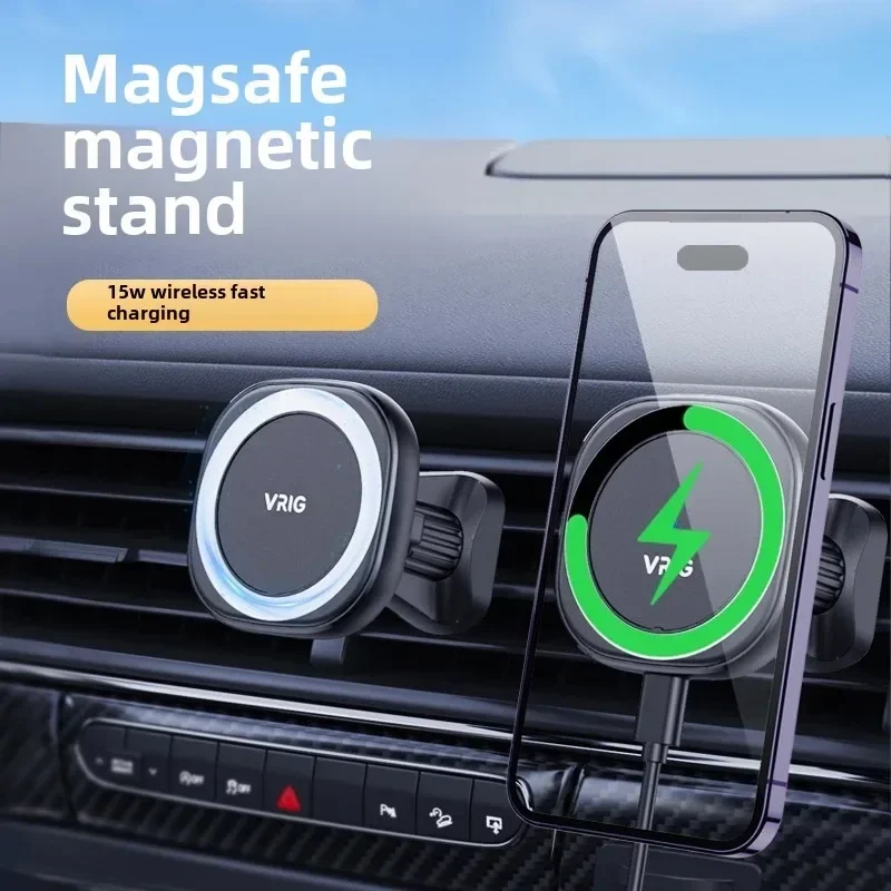 

VRIG For MagSafe Magnetic Car Air Wireless Charger Mount 15W Fast Wireless Charging Phone Holder for iPhone 14 13 12 mini Pro