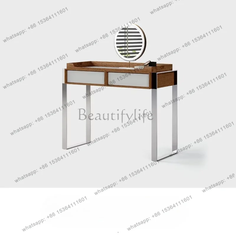 YJ Minimalist Wabi-Sabi Vanity Desk 2026 New Bauhaus Luxury Makeup Table with Storage Writing Desk