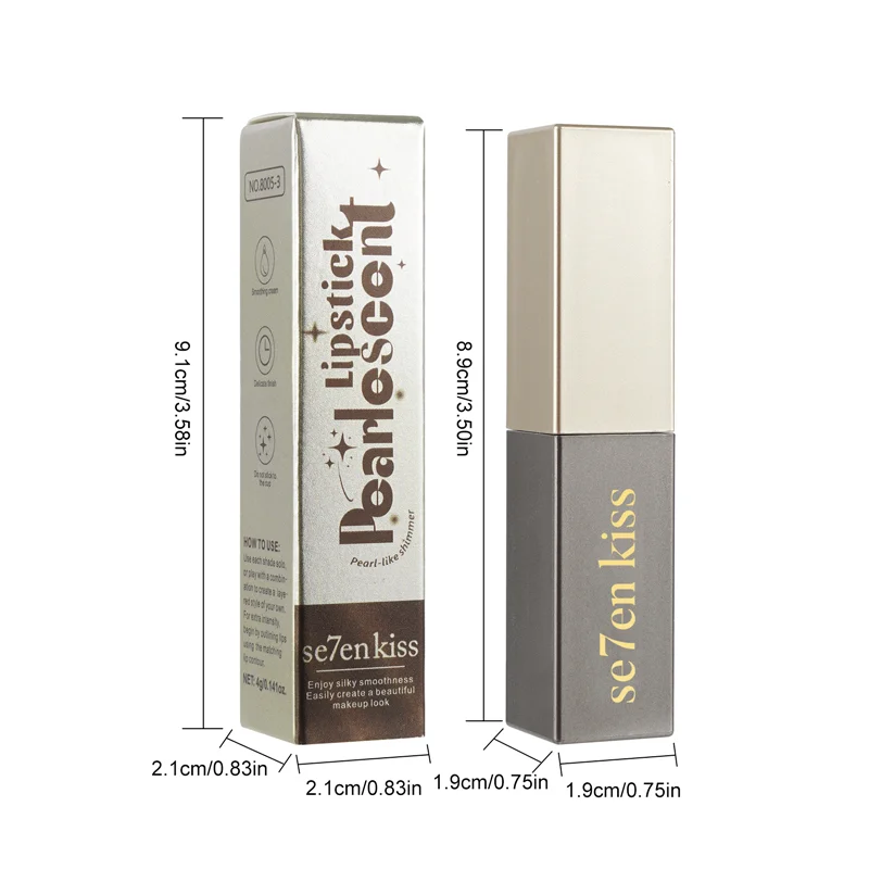 Pearlescent Shimmer Lipstick, Silky Moisturizing Non‑Dry Lipstick, Fine Shimmer Pearl Lip Makeup for Daily Wear