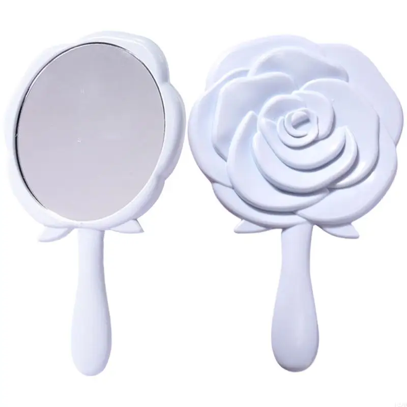 U2JD 3D Rose Mirrored Retro Mirrored Travel Mirrored Hand Mirrored with Handle